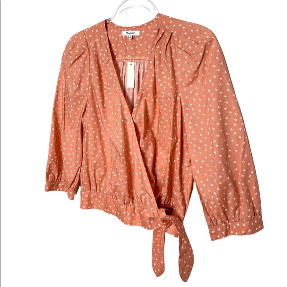 Madewell | NWT Wrap Top in Star Scatter Peach Small - Picture 8 of 10